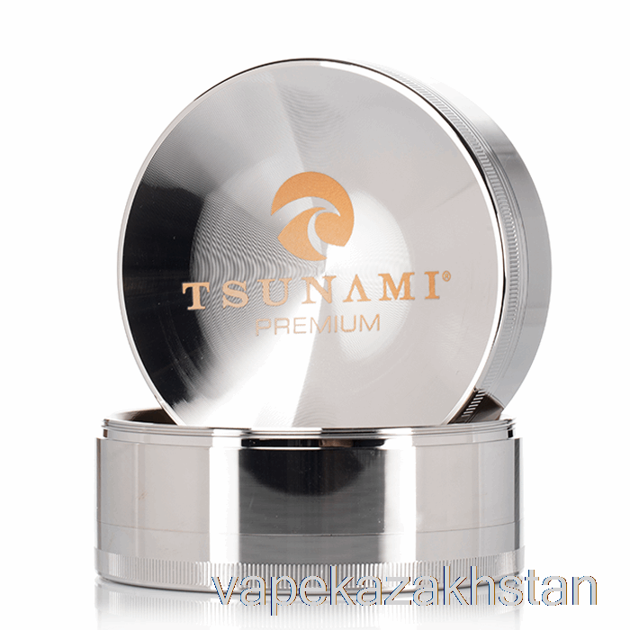 Vape Kazakhstan Tsunami 3.9inch 4-Piece Sunken Top Grinder Silver (100mm)